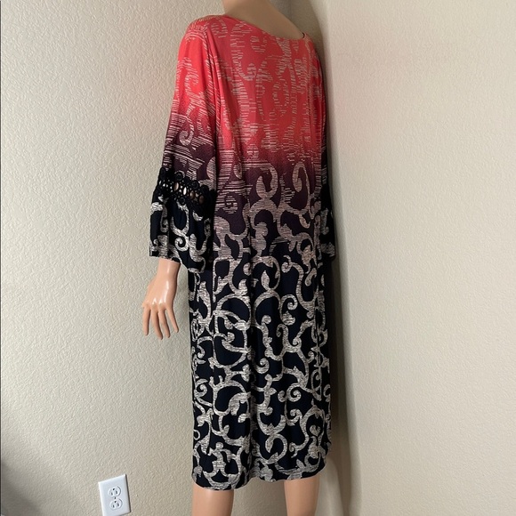 Catherines dress Elegant Black and rose pink tunic slinky stretch plus SZ 1X - Picture 10 of 10